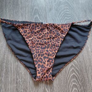 Leopard Print Black & Brown Girls' Bikini Bottom